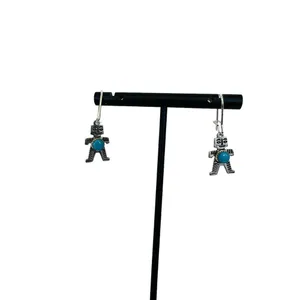 JP Sterling Silver Turquoise Pierced Earrings‎ Pendant Charm Southwestern Tribal thumbnail 4