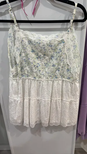 Eyelet floral babydoll top thumbnail 2