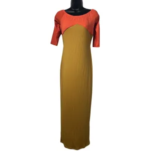 Unbranded Women Size Large Yellow Orange‎ Colorblock Backless Maxi Bodycon Dress thumbnail 2