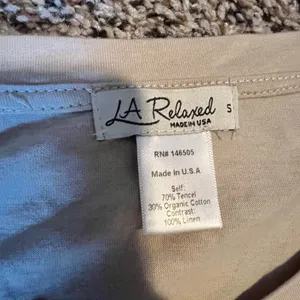 LA Relaxed Tunic Dress‎ Small Beige Tencel Organic Cotton Linen Mixed Media USA thumbnail 2