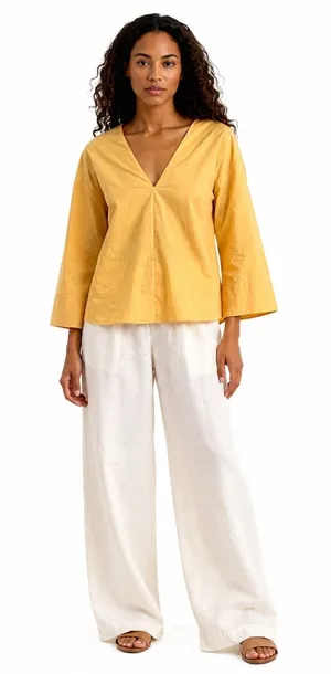 Vince Tangelo Top 100%‎ Cotton Yellow Cut Out Back Scandi Minimalist Womens S thumbnail 1