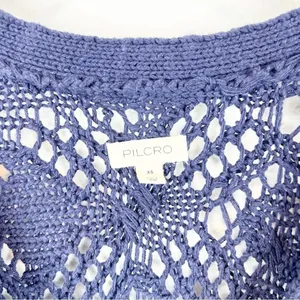 Anthropologie Pilcro Open Stitch Cardigan XS Blue Single‎ Button Coastal Chic thumbnail 6