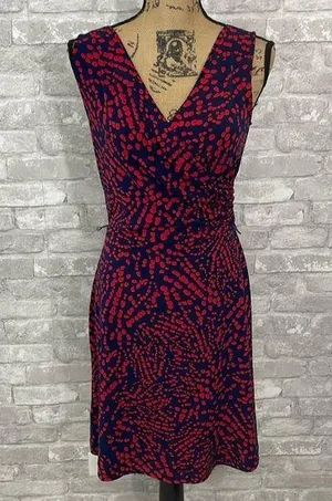 Ann Klein Red Spotted Faux Wrap Dress thumbnail 1