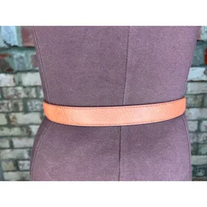 belt vegan leather tan interlocking circles buckle gold thumbnail 7