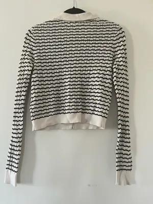 Gap Striped Cropped Button Up Cardigan Small Cream White Preppy French Girl thumbnail 5