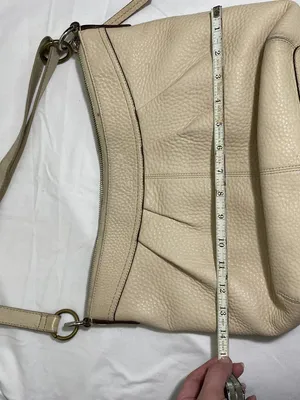 Coach Pebbled Leather Shoulder Bag Cream Ivory Pink Lined Hobo Purse F15064 thumbnail 2
