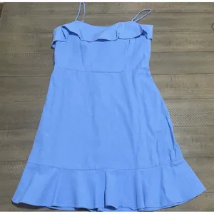 GB‎ Gianni Bini Blue Ruffle Mini Dress Fit and Flare Adjustable Straps Size M thumbnail 1