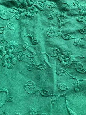 Tuckernuck Pomander Place Cotton Mini Dress XS Green Puff Sleeve Embroidered thumbnail 7