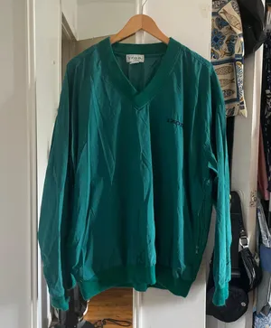 IZOD Vintage Green Windbreaker Pullover Sweater thumbnail 1