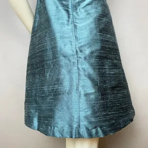 Lula‎ Kate Silk Dupioni Dress Teal Halter Neck Cocktail Size 8 Fit and Flare Zip thumbnail 7