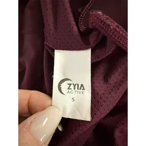 ZYIA Active Running Shorts Womens Size S Plum Burgundy Reflective Zip thumbnail 3