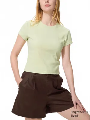 Uniqlo Ribbed Mini T-Shirt NWT Light Green XS thumbnail 1