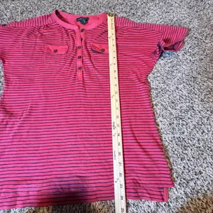 Lauren‎ Ralph Lauren Pink Navy Striped Cotton Henley Short Sleeve Top Mens M thumbnail 5