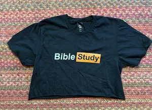 Bible Study Cheeky Ph Black Crop Tee Halloween Costume Cosplay thumbnail 1