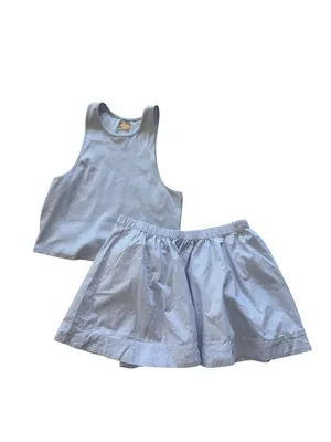 NEW Free People free-est Milani Tank Top Mini Skirt Boho Cotton Set Blue Large thumbnail 12