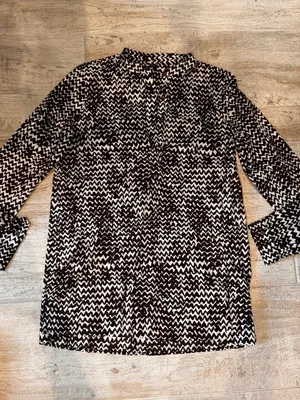 Gap Brown and White Patterned Button-Up Tunic/Blouse thumbnail 1