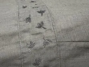 Vintage L.L. Bean 100% Linen Midi Shift Dress Mauve Bird Embroidered Size 6 thumbnail 4