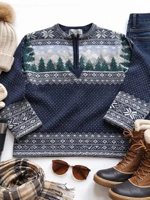 Paris Sport Club Shetland Wool Fair Isle Quarter Zip Sweater Small Nordic Knit thumbnail 12