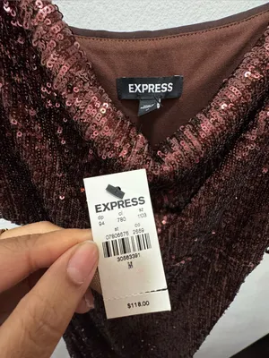 NWT Express Sequin Slip Ruched Dress in Chocolate Brown Size Medium thumbnail 4