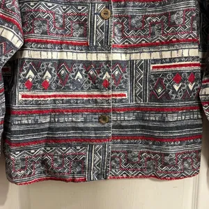 Coldwater Creek Geometric Print Button Front Jacket Women's Size‎ M Linen Blend thumbnail 7