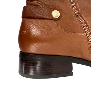 Michael Kors Tan Leather Riding Boots Knee High Zip Low Heel Size 10M Almond Toe thumbnail 9