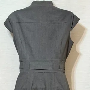Calvin Klein Womens Charcoal Grey Button Front Belted Cap Sleeve Shirt Dress 4 thumbnail 6