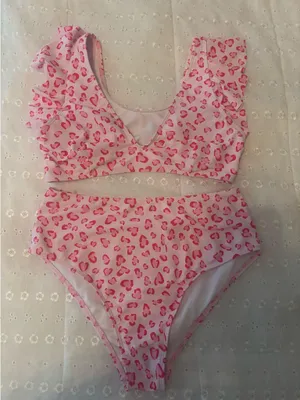 Shein Pink Leopard High-Waisted Bikini Set thumbnail 1