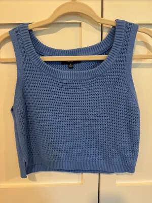 Lulus Periwinkle knit crop tank thumbnail 1
