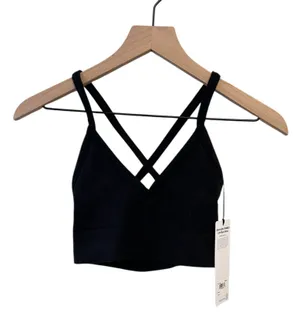 Alo Seamless Ribbed Low Back BLACK Bra S SOLD OUT NWT thumbnail 6