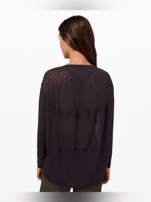 Lululemon Back in Action long g sleeve veil black loungewear activewear gym L thumbnail 2
