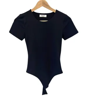 Aritzia Babaton Contour women’s Black Crewneck Short Sleeve Bodysuit Sz S thumbnail 1