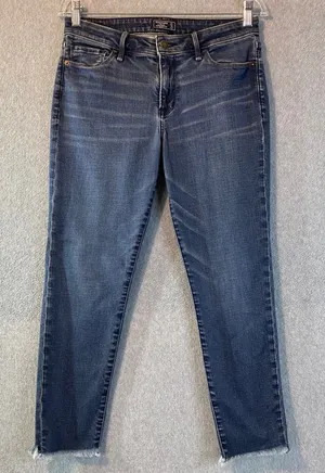 Abercrombie & Fitch Harper Low Rise Ankle Women's Size 27/4s Blue‎ Raw Hem EUC thumbnail 1