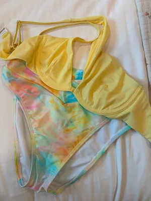 Onia yellow bikini top with tie dye bottoms size Small‎ thumbnail 8