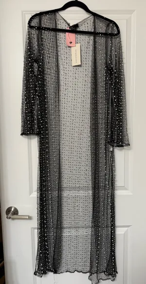 Robe with pearls and beads. NWT Black thumbnail 1