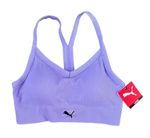 Puma Truth or Dare Ribbed Seamless Sports Bra -‎ Size L - Purple - NWT thumbnail 1