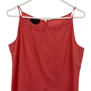 Sigrid Olsen Beaded Shift‎ Dress Womens 6 Coral Excellent Linen Blend Spaghetti thumbnail 2