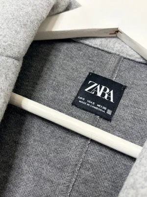 ZARA Gray Long Coat Duster Overcoat Minimalist Quiet Luxury Office Timeless Sz S thumbnail 5