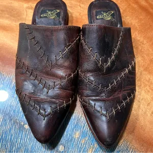 Freebird Nola Leather Mules slides size 7 brown stitched thumbnail 3