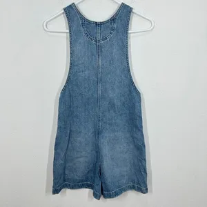 Madewell Scoopneck‎ Denim Shortalls Chambray Blue XXS Button Front Patch Pockets thumbnail 10