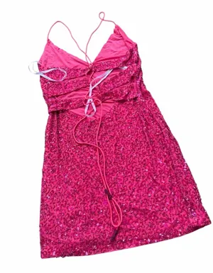 Retrofête Women's Pink Sequin Cowl Neck Mich Bodycon Dress Size M thumbnail 5