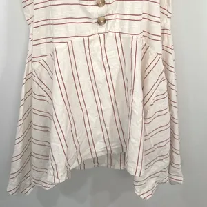 Maeve Anthropologie Ivory Red Striped Handkerchief Hem Tank Top Women Medium thumbnail 3