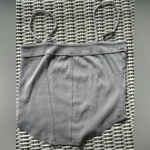 Free People NEW WITHOUT TAGS Gunmetal Corset tank top‎ medium boho classic thumbnail 2