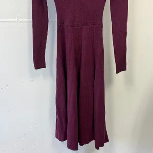 Pamela‎ Love Midi Sweater Dress Women Medium Maroon Long Sleeve A-Line Knit thumbnail 8