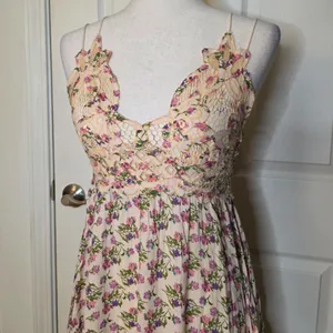 Free People One Adella Pink Floral Asymmetrical Strappy Sleeveless Dress thumbnail 3