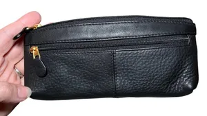 Calvin Mitchell Women Card‎ Case Wallet Black Leather Minimal Sleek Compact thumbnail 1