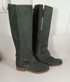 Olukai Holo Lio 11 Riding Boots Dark Shadow Leather Tall Rear Zip Womens 8.5 thumbnail 1