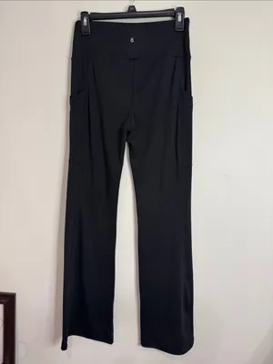 Lou & Grey Black Pull-On Flare Yoga Athleisure Lounge Pants Side Pockets size M thumbnail 2