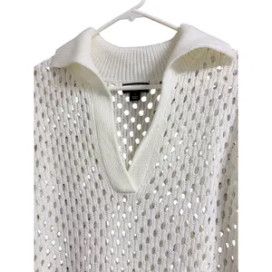 PrettyLittleThing White Open Knit Polo Dress size XL thumbnail 6