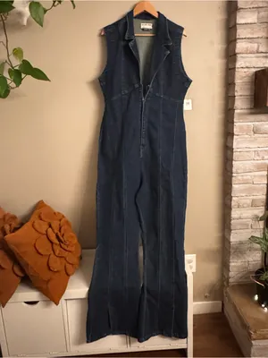 We The Free FREE PEOPLE CRVY Ring The Alarm Denim Jumpsuit‎ thumbnail 2