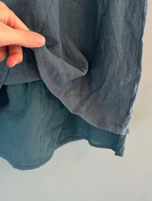 Lulus blue tie off the shoulder short sleeve blouse thumbnail 5